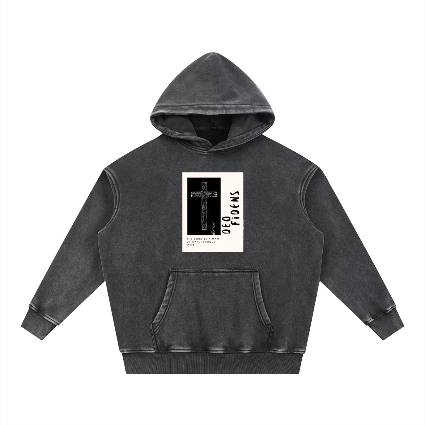 Snow Wash Ghost Cross Hoodie